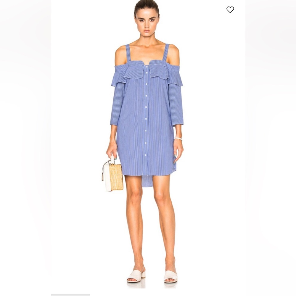 Blue Striped Off-Shoulder Dress